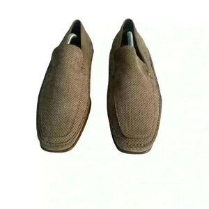 Bruno Magli Mens  Tan Perforated Suede Penny Loafers & Slip On In Italy 10M/43.5